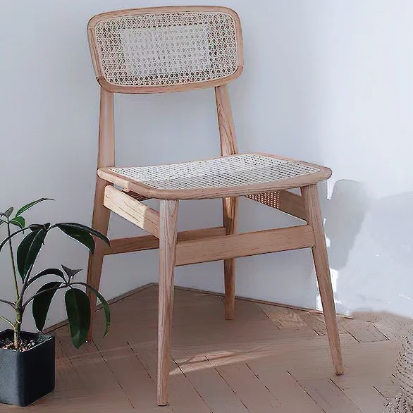 Wholesale  Indoor Modern Hotel Furniture Natural Woven Rattan Chair Garden Armless Dining Chair Rattan