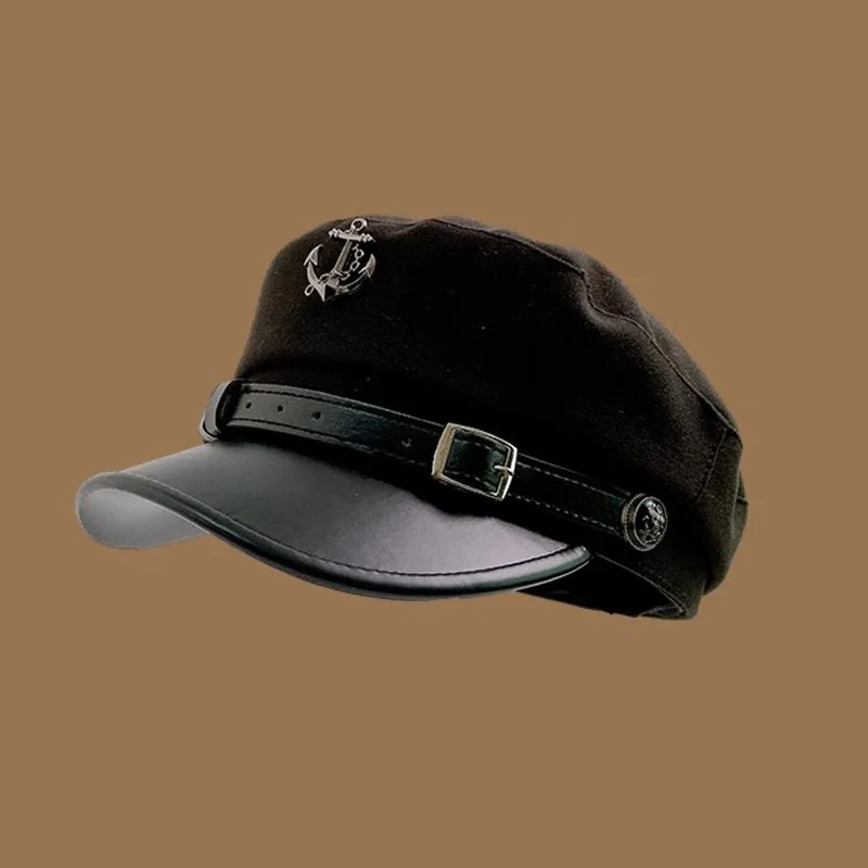 Новая ретро кожаная Вышитая шерстяная восьмиугольная шляпа для женщин осень и зима темпераментный Универсальный берет