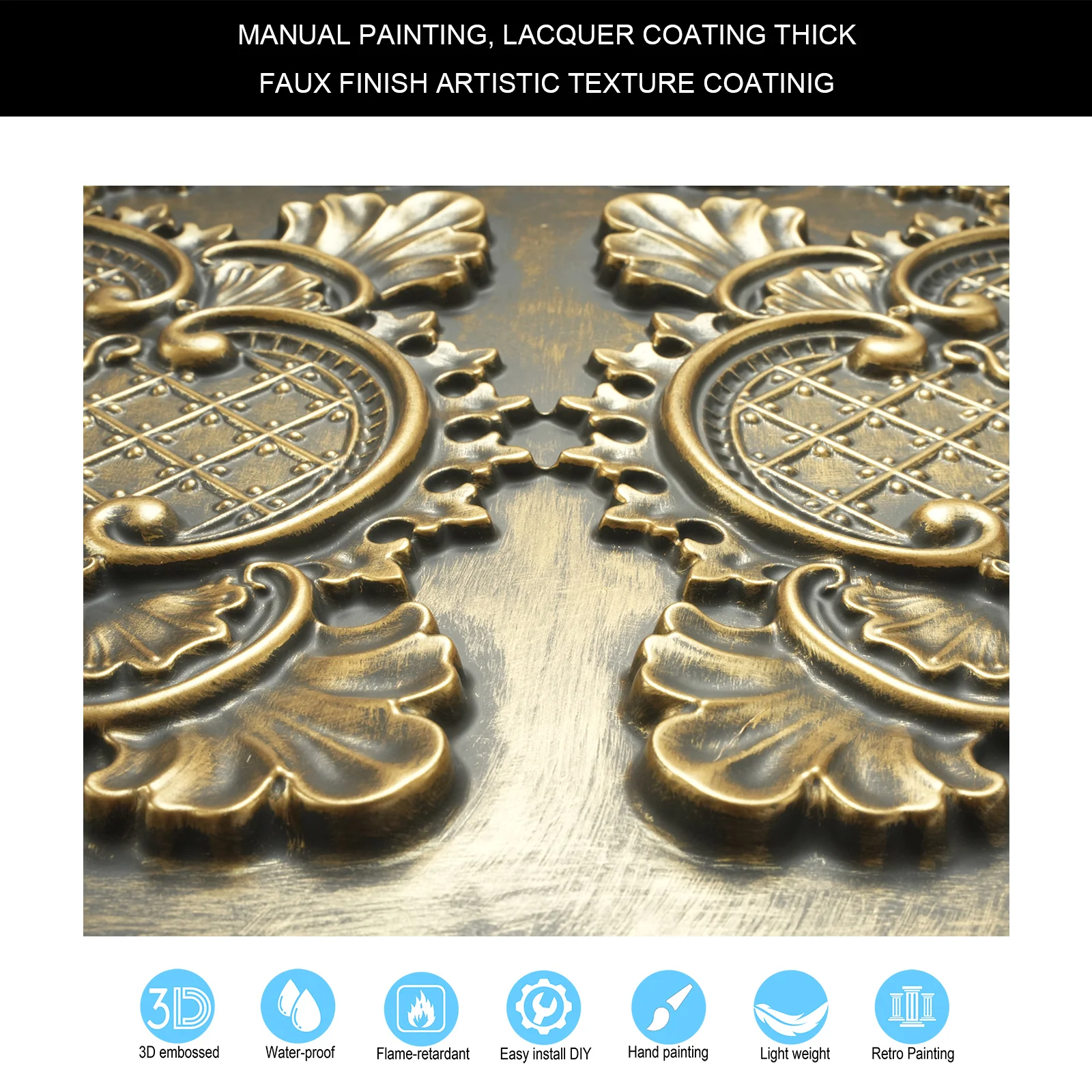 Distress Tin Ceiling Tiles interior decorative panel Easy to Install PVC Panels for Cafe Club PL80 Ancient gold