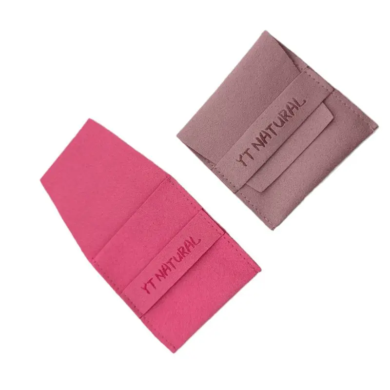 Custom logo envelope jewelry pouch bag premier microfiber suede flap pouch Earring Necklace Pouch