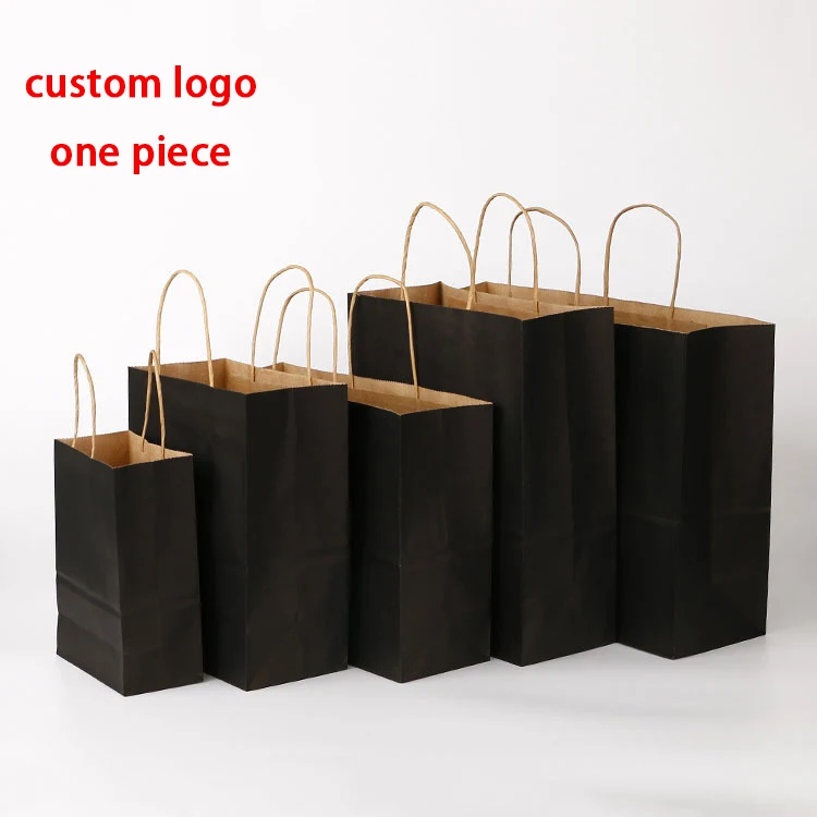 Manufacturer Custom Personalized Printed Logo White Cardboard Shopping Gift Black Paper Bag Paper Bags with your own logo kraft (1600163679087)