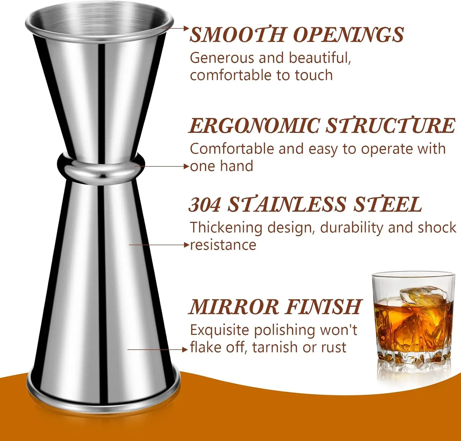 Jigger for Bartending Double Cocktail Japanese Jigger 60/30 ml Stainless Steel Shot Glass Measuring Cup for Home Bar Tools