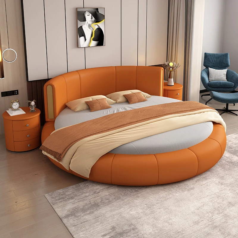 Распродажа Современная Высококачественная круглая кровать размера «Queen-size» новейший дизайн легкая роскошная с мягкой обивкой для спальни