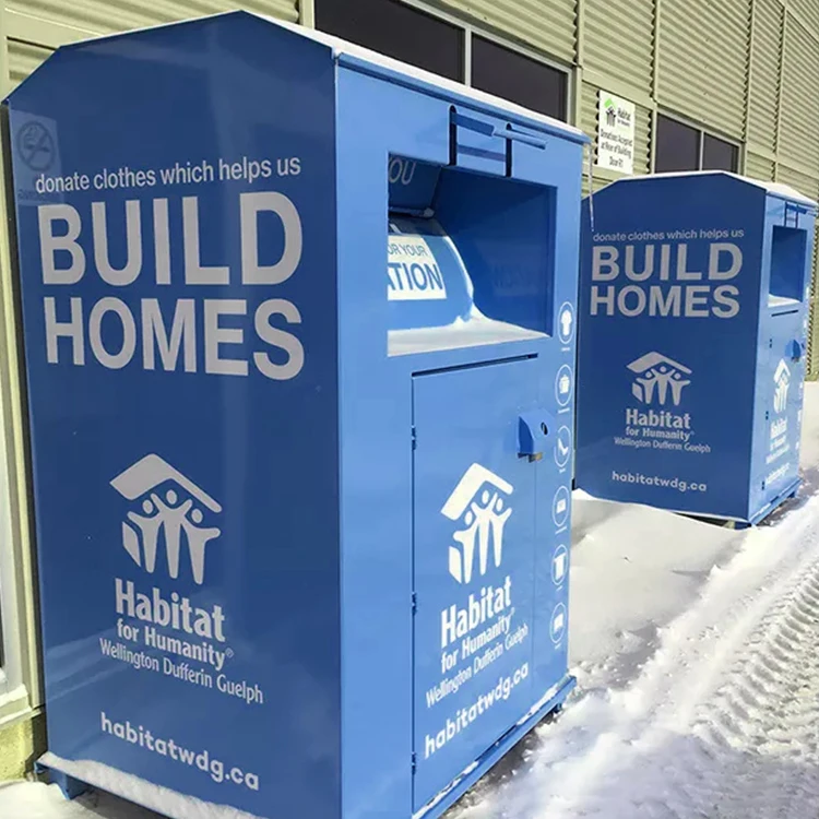 Customized Clothing Donation Bins Galvanized Steel Clothing Containers Charity Collection Donation Drop Box