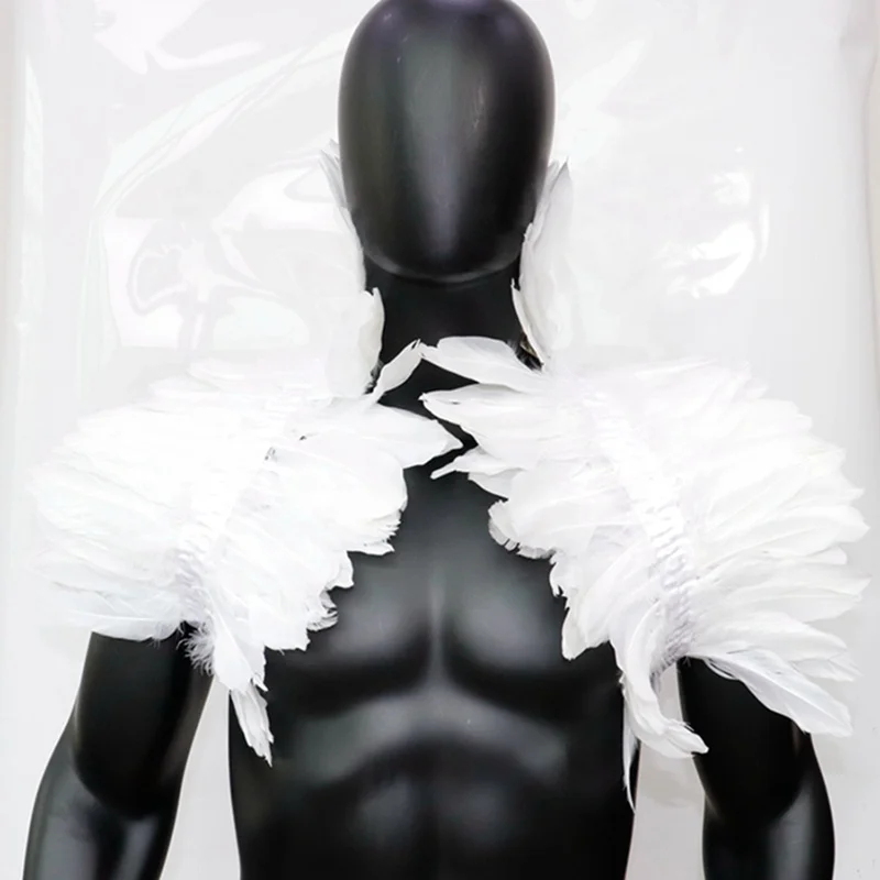 White Feather Cloak Feather Jacket Shawl Poncho 3 Tier Carnival Feather Shoulder Cover, Mexican Party, Spanish Mardi Gras