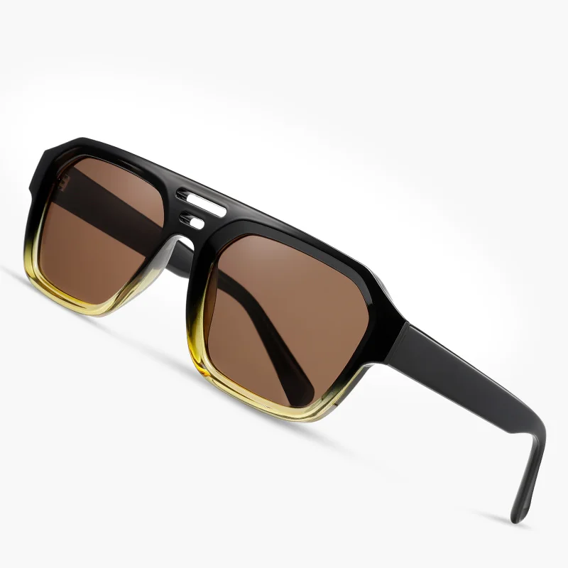 Urban Cool Sporty Shades Pilot Square Sunglasses TR & Acetate Made Sunglasses with Double Bridge Shape Design for Men and Women