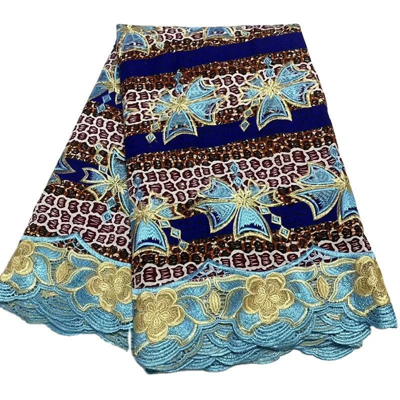 Cord Lace Cotton Wax Net Fabric 5 yards Nigerian Embroidered Mesh Guipure Voile Fabric