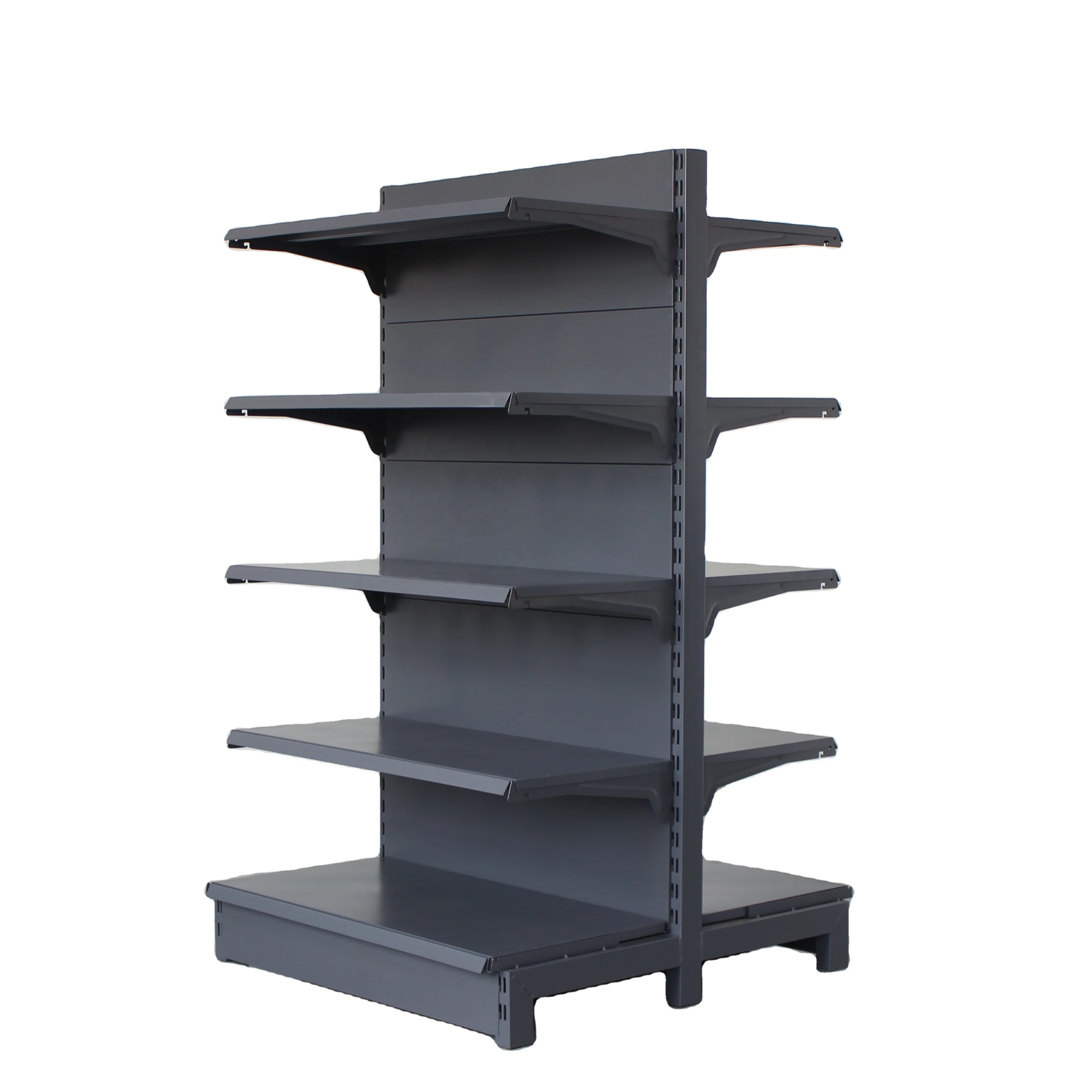 different size Gondola shelving for supermarket Dark Grey Convenience Store Goods Display Rack