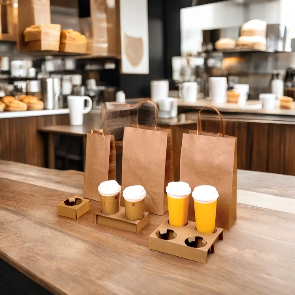 AT PACK Eco-Friendly Paper Disposable 1/2/4 Cup Beverage Carrier Corrugated Paper Take-Away Coffee or Tea Pack Pack Cup Holders