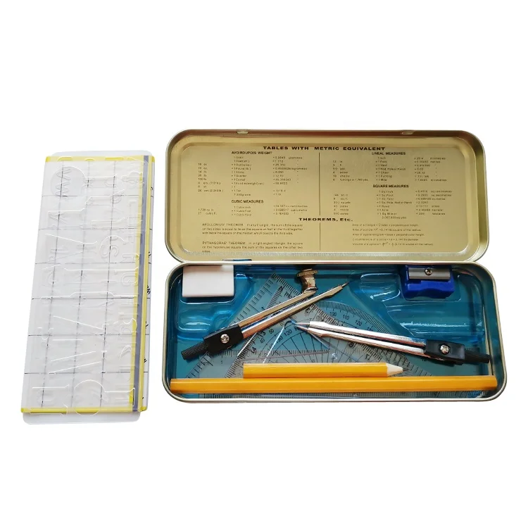China School Student Oxford Geometry Drafting Math Set Mathematical Instruments Kit