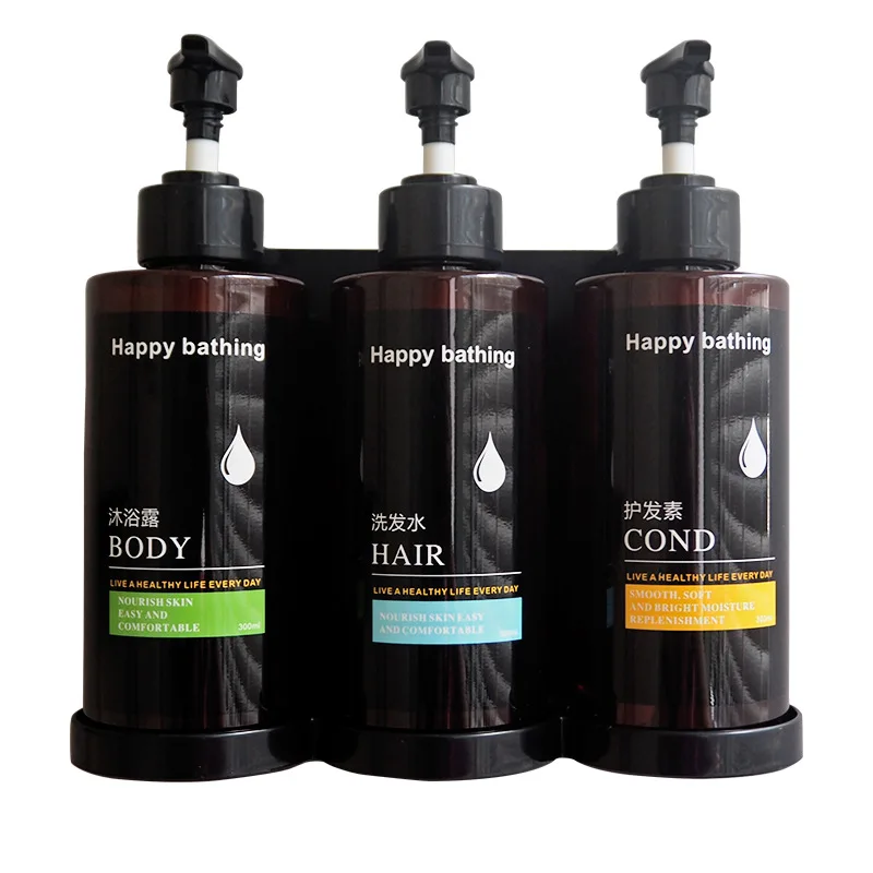 Commercial Luxury 300mlx3 Wall Mounted Bathroom Shampoo Body Wash Hand Sanitizer Liquid Soap Dispenser For Bathroom