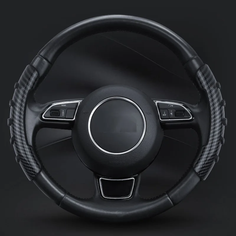 Hand Sweat Proof 38cm/15Inch Carbon Fiber Car Wheel Cover Anti-slip Silicone Steering Wheel Booster For Car Accessories