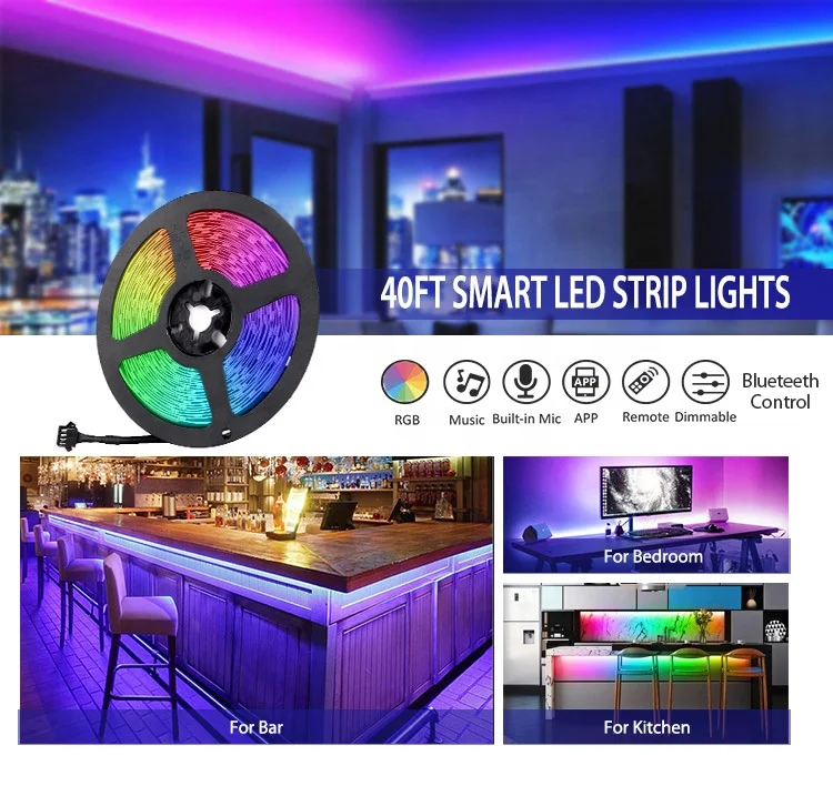  Светодиодная RGB лента SMD5050 12 В постоянного тока м 16 миллионов цветов умная с пультом дистанционного управления и синхронизацией музыки