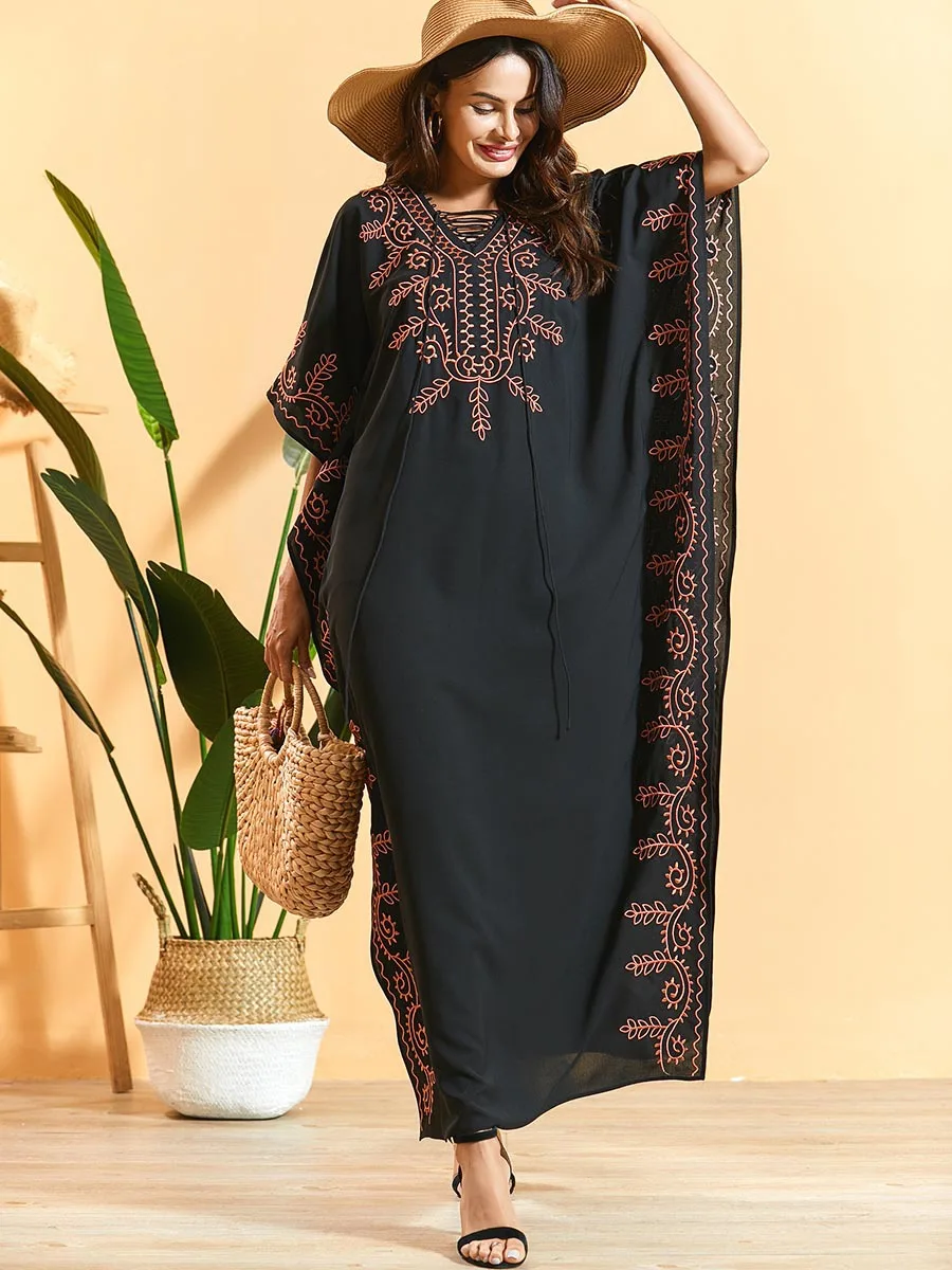 DR321 women batwing sleeve embroidery best selling monsoon kaftan caftan long dubai jalabiya abaya muslim dresses