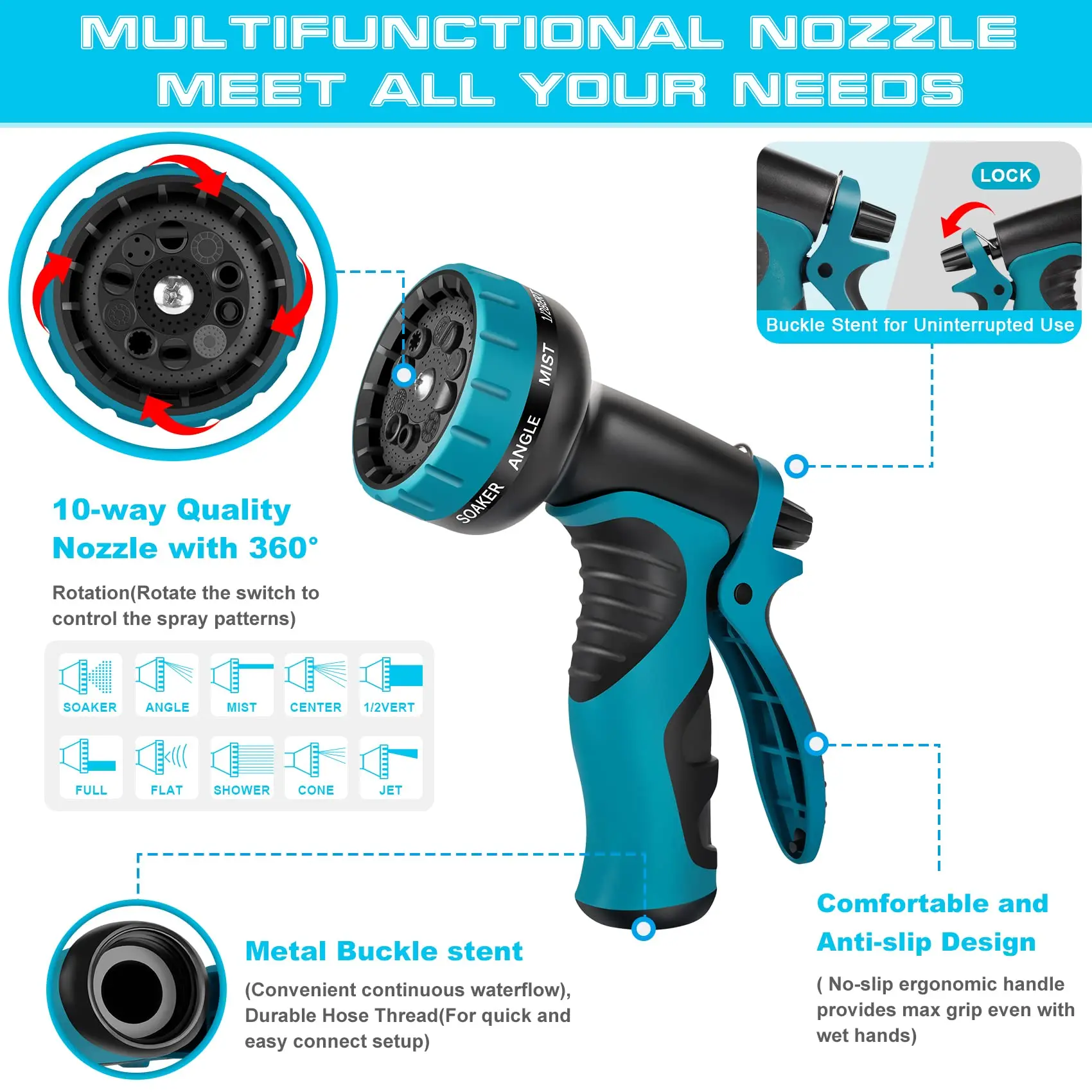 Expandable Garden Hose with 10 Function Nozzle water pump hose Brass Fittings