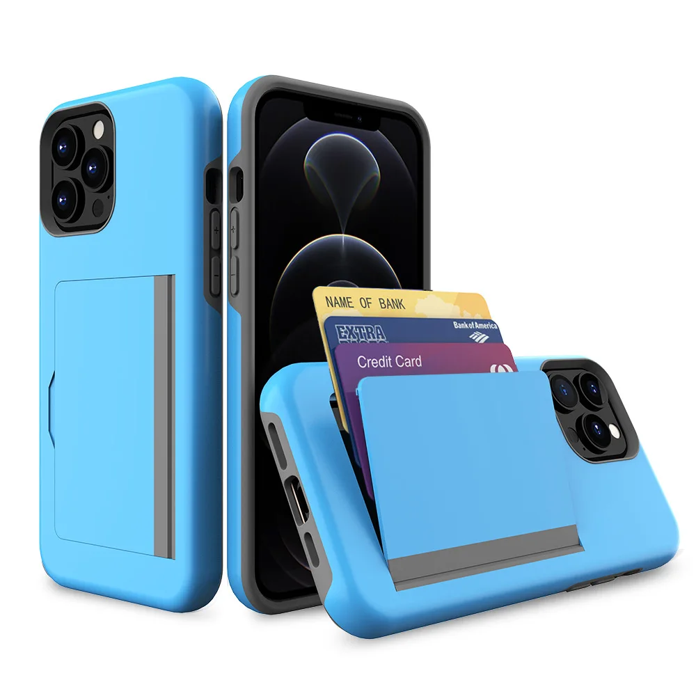 Armor Slide Card Case For Moto G7 Plus power E6 G8 Play G Stylus One 5G ACE Card Slot Holder Phone Cover