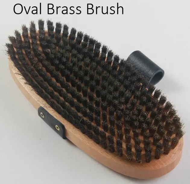 Ski Snowboard Waxing Oval Wood with Handle Straps Nylon,Horsehair,Brass Racing Waxing Brush