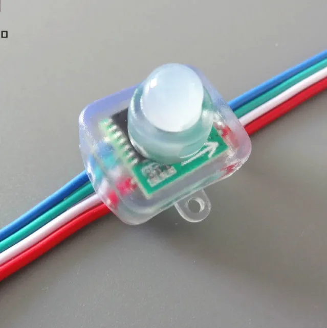 Smart Led Pixel Light 5V 12V 0.3W 12mm Square RGB Pixel Nodes WS2801 50pcs per String Point Light