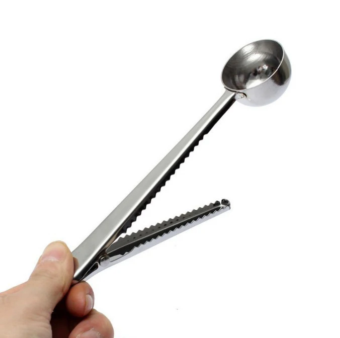 WDD542 Home Use Milk Powder Flavoring Measuring Scoop Portable Fruit Spoons Stainless Steel Coffee Sealing Clip Measuring Spoon