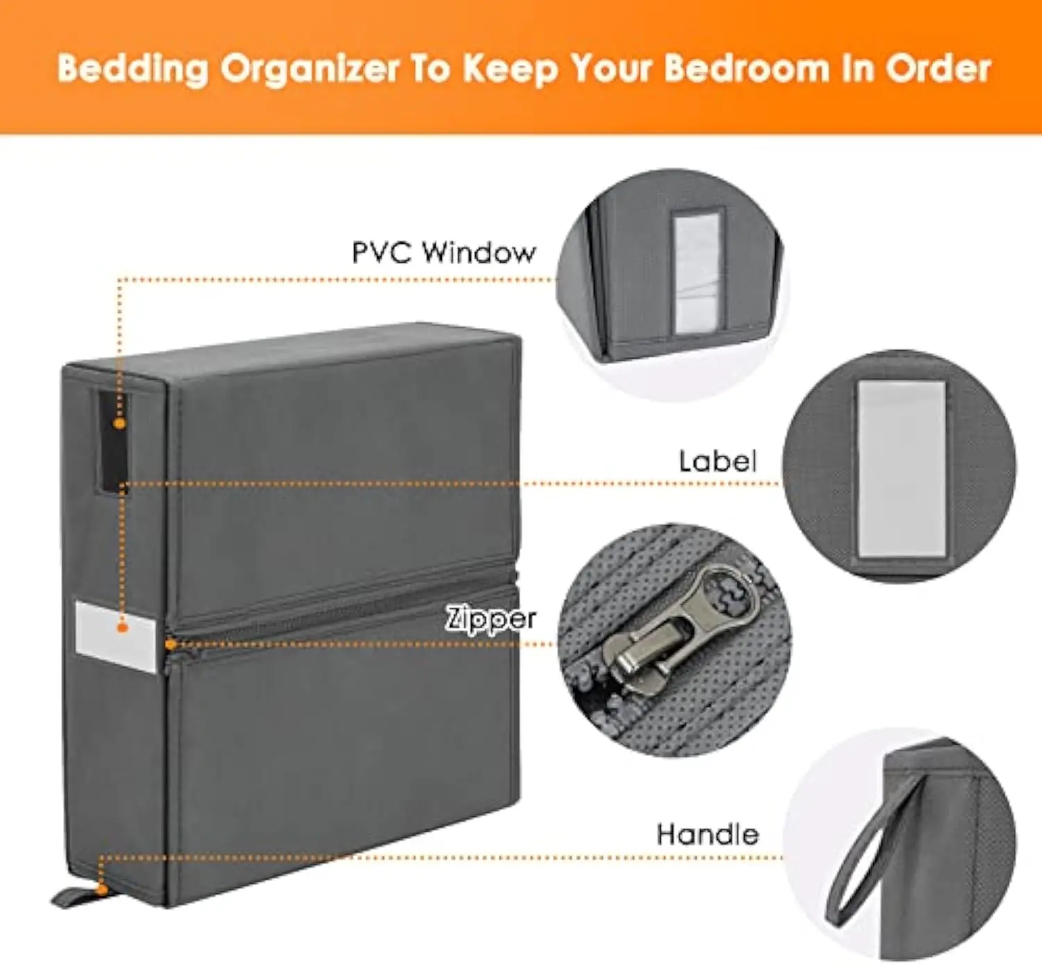 3 Pack Bed Sheet Storage Foldable King Or Queen Sheet Storage Linen Closet Organizer With Zipper For Bedding Sheet