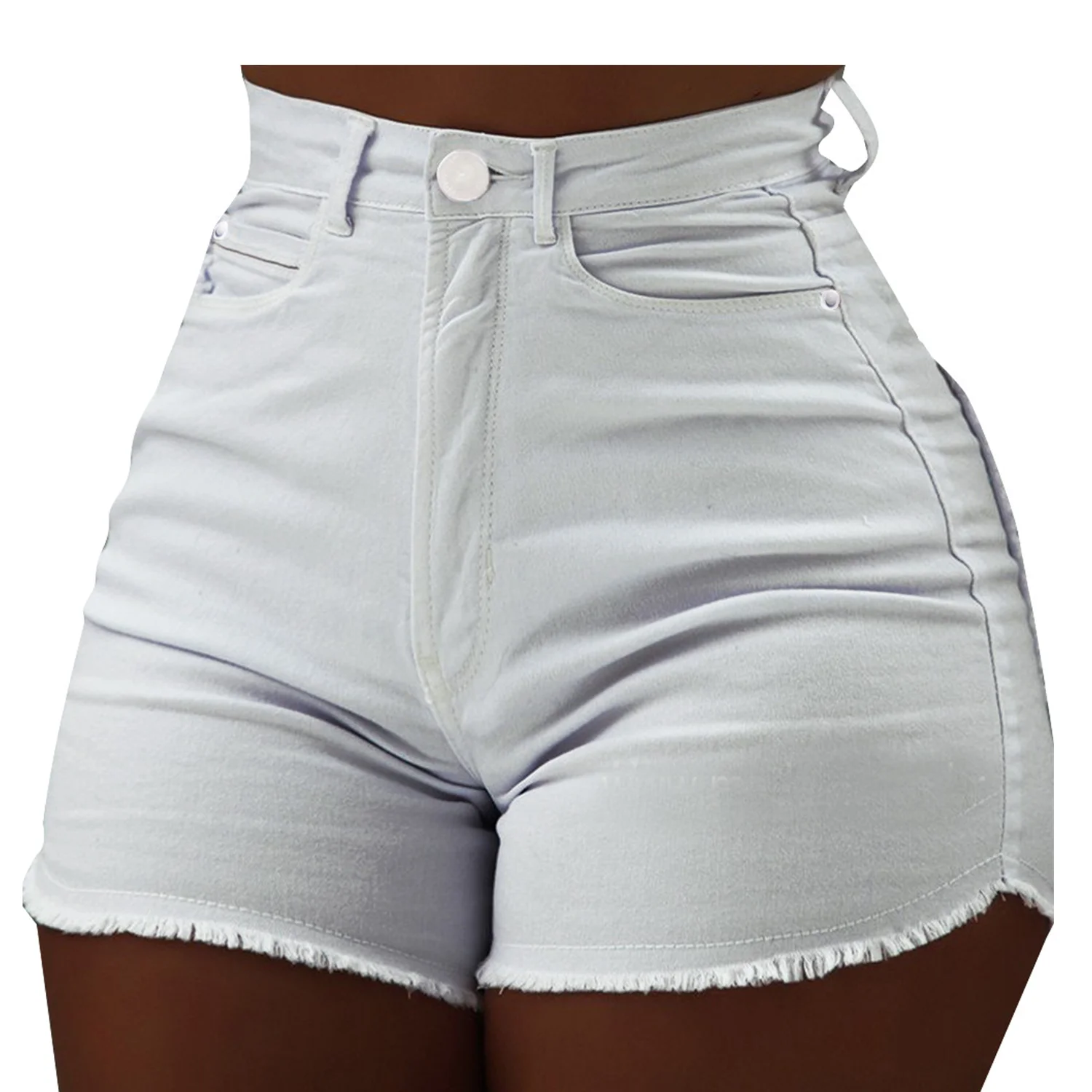 
Wholesale Casual Fashion Women Summer Shorts New Hot Shorts Solid Color Skinny Slim Pocket Lady High Waist Denim Short 