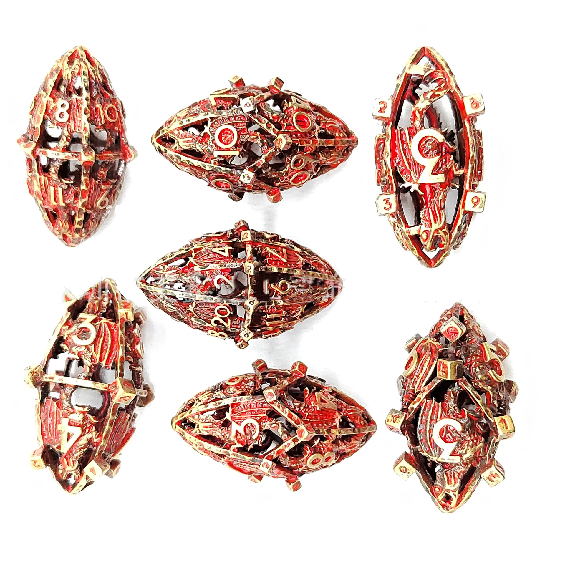 Football-Shaped fly dragon Dice Set for Role-Playing Games - Multi-Sided Metal Dice for Dungeons & Dragons Perfect Holiday Gift