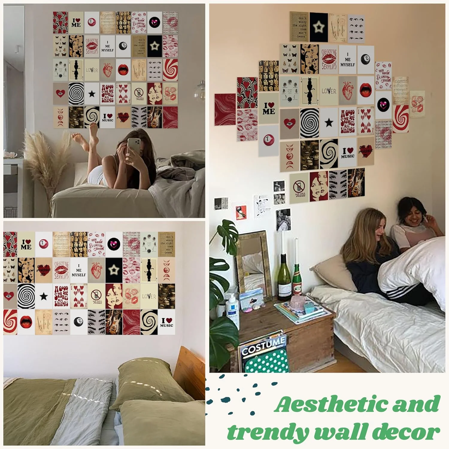 Custom Wall Collage Kit Preppy Room Decor Aesthetic, Preppy Wall Art,Trendy Things for Teen Girls Dorm Bedroom, Room Decor
