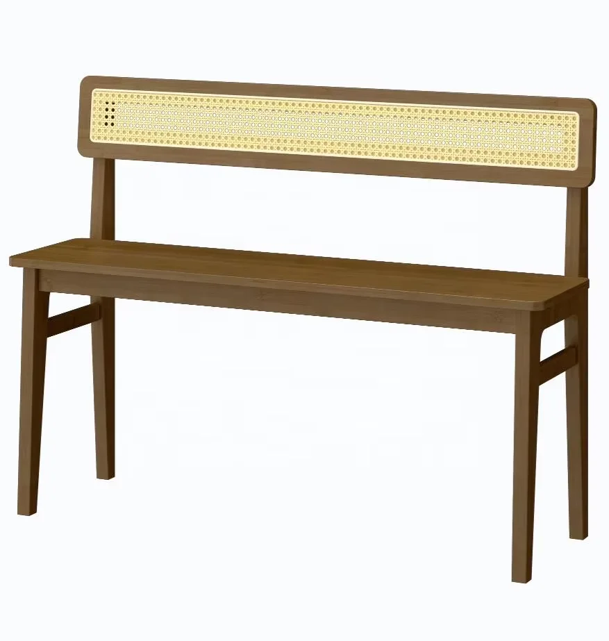 Bamboo Long Bench Rattan Back Chair Indoor Dinning Room Wooden Chair Factory Direct Produce Seating