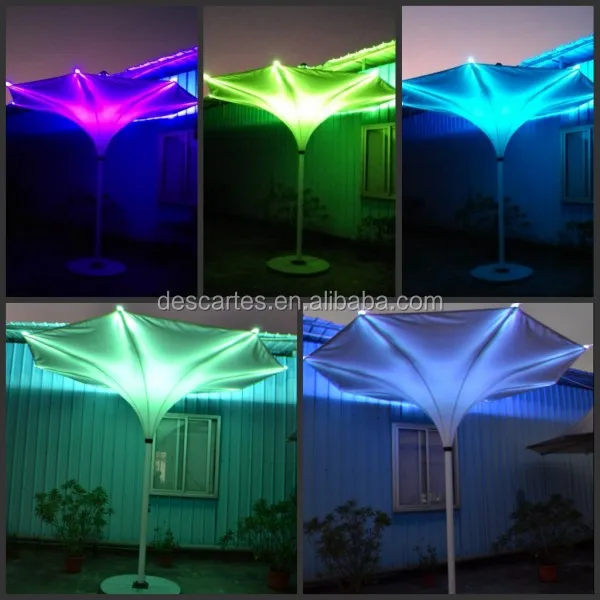 3.5m lighted garden flower umbrellas, PVC LED round tulip umbrellas for large events