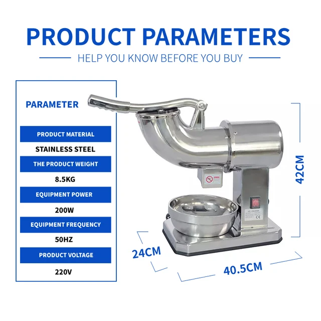 Commercial Electric High Quality Factory Price Ice Crusher 110v 220v Restaurant Use Food Equipment