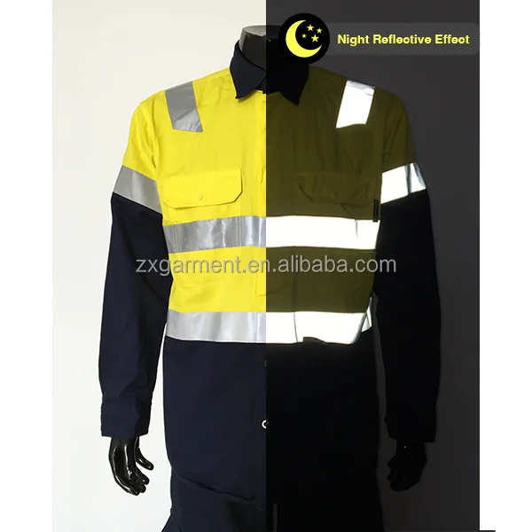HIVIS 3 WAY COOL-BREEZE COTTON SHIRT WITH high reflective tape LONG SLEEVE safety shirt