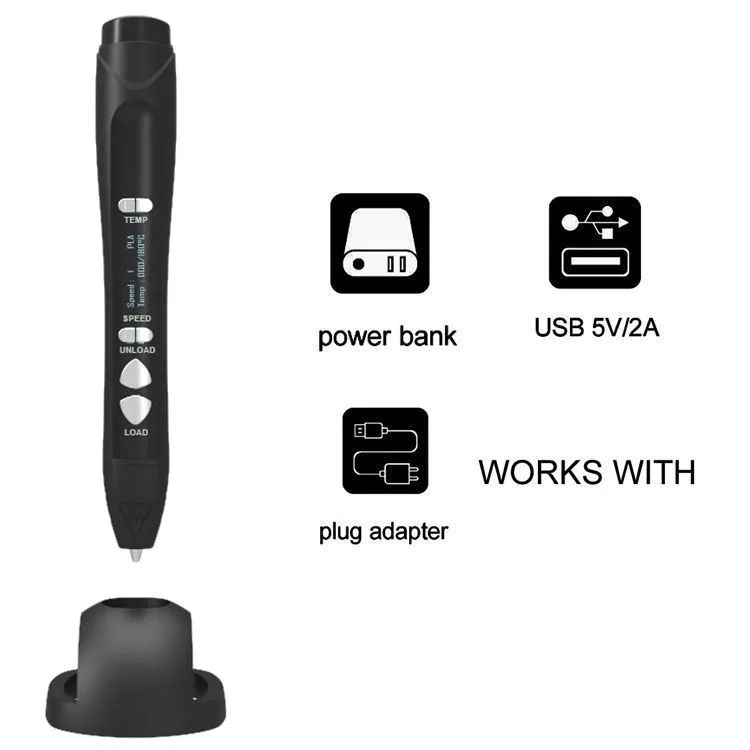 Christmas gift intelligent 3D pen drawing kit with 5 speed adjustable