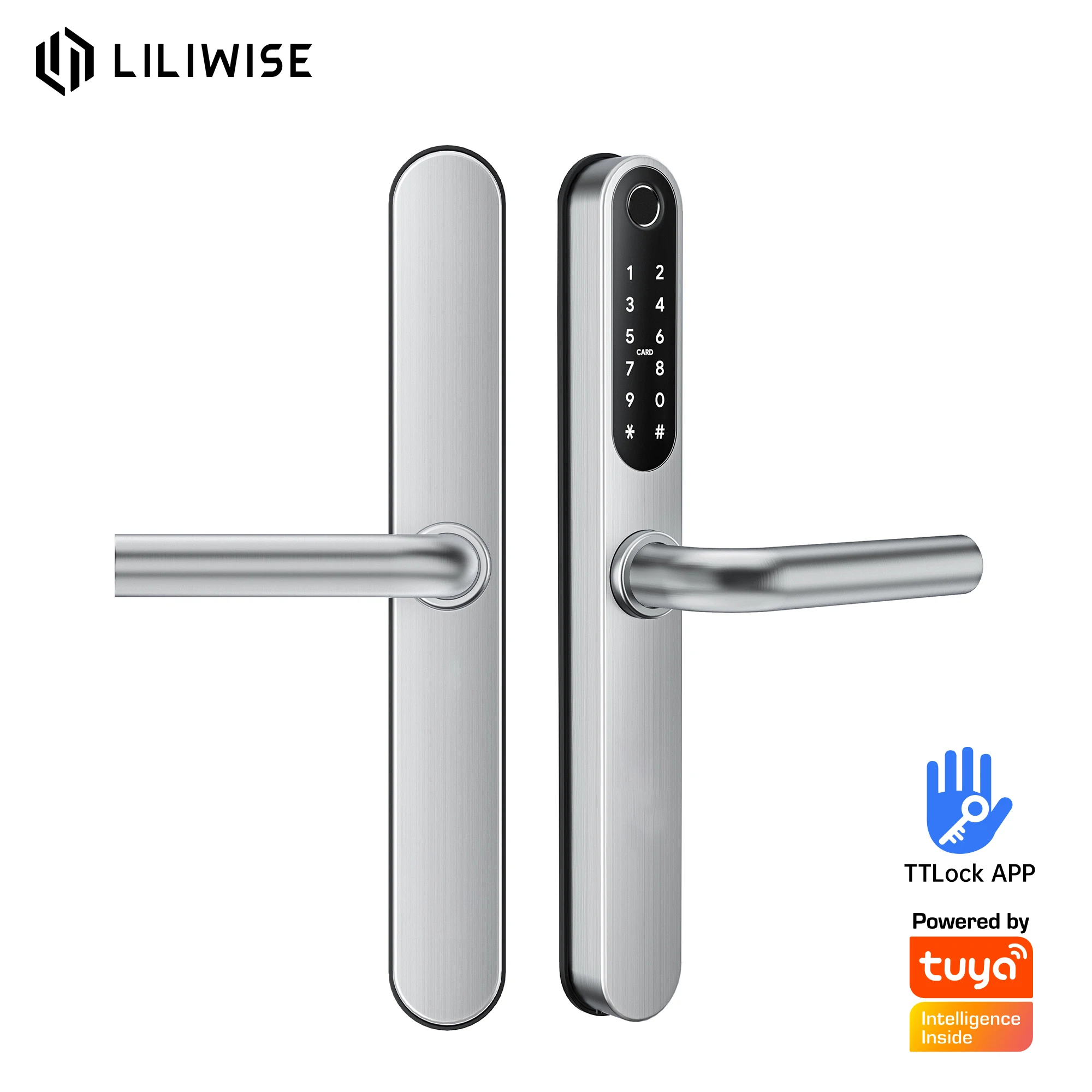 2022 New Product Liliwise Ttlock Tuya Waterproof Aluminum Doors Locks Slim Smart DoorLock with Lock Cylinder