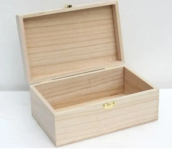
Large Size Hinged Wooden Box Cheap Paulownia Food Cake Gift Packaging Storage Box with Custom Burned Logo 