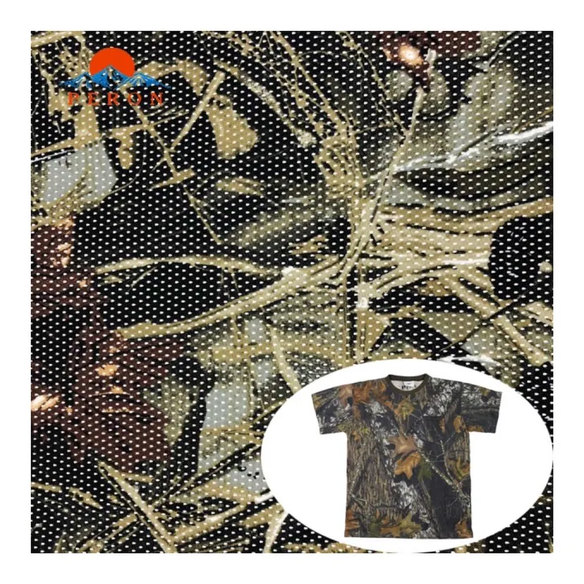 good technology and low price 100% polyester jungle-style mesh fabric for outdoor hunting camouflage clothing