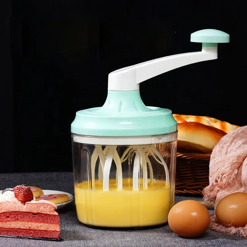 Kitchen multifunctional food mixers portable hand blender rotatable egg cream beater flour mixer manual egg whisk with bottle