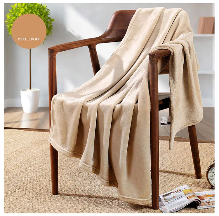 High-quality solid color flannel nap blanket double cover nap blanket spot wholesale