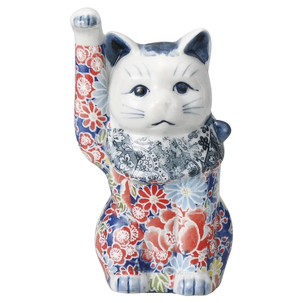 Charm round stumpier body slender Japanese waving white lucky cat