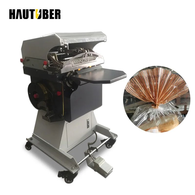 Pneumatic Bread Candy Plastic Bag Sealing Machine Multifunction Food Fan Shaped Flower Tying Packaging Machine