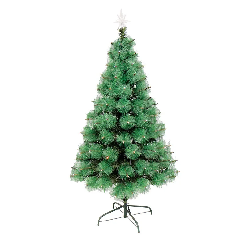 fibre optic outdoor decorated snow wholesale artificial led topper Pine needle foldable christmas tree with lights included