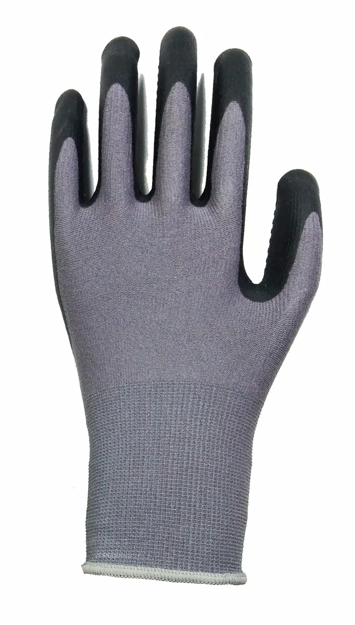 YULAN Nitrile Coated Safety Work Gloves, 15 Gauge Seamless Knit Nylon/Spandex Glove, Sandy finish Nitrile Coated Gloves