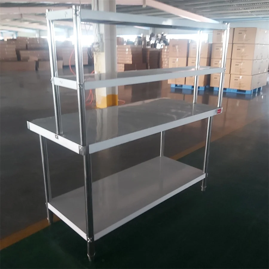 Commercial Kitchen  Equipment Stainless Steel Solid 2 Tiers Top Shelves Kitchen Work Table For Restaurant