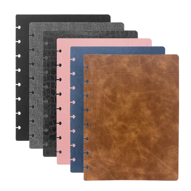 Simple A5 Pu Protector Cover For Planner Leather Removable Cover Mushroom Hole Notepad Cover
