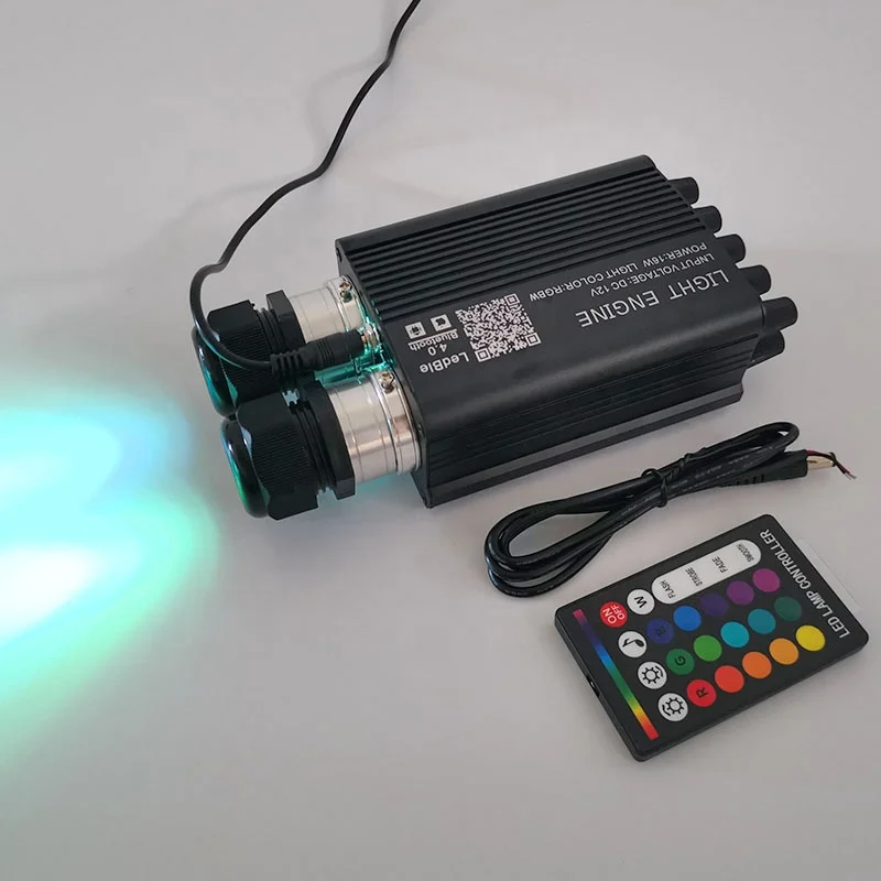 16w APP RGBW double connector car roof starry sky shooting star light engine and 0.75mm 1000pcs 2m/set LED Fiber Optic Light kit
