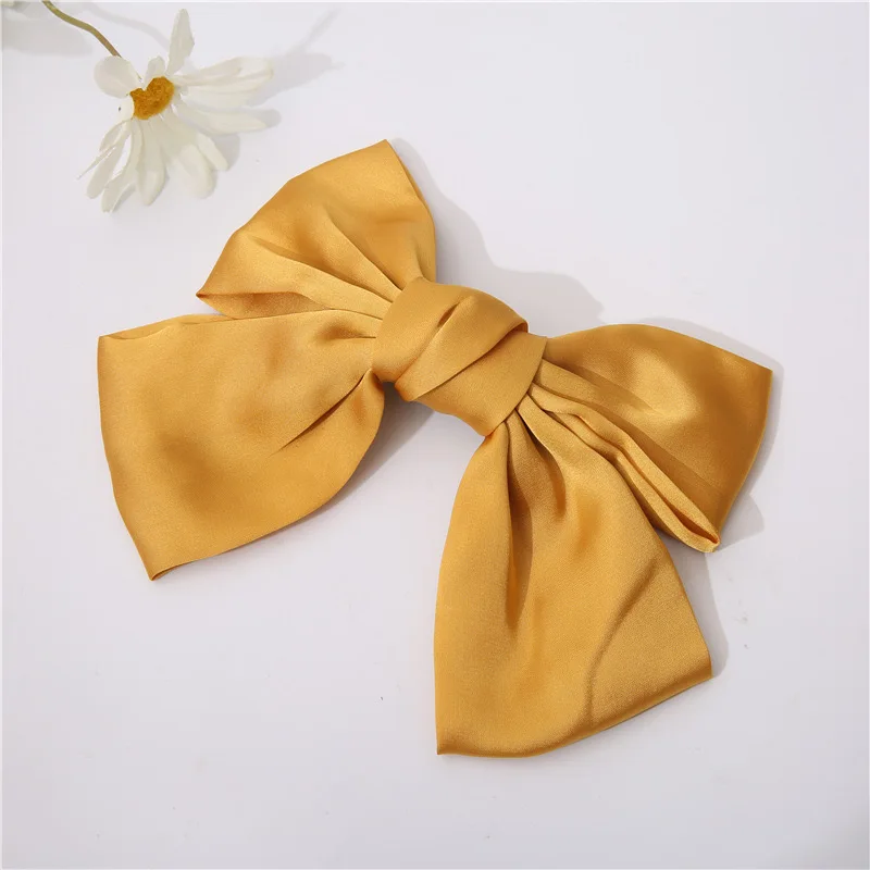 Sweet Polyester Cotton Long Ribbon Bow Hair Clip For Women Girls Elegant Bowknot Hairpins Barrette Hair Accessories Gifts