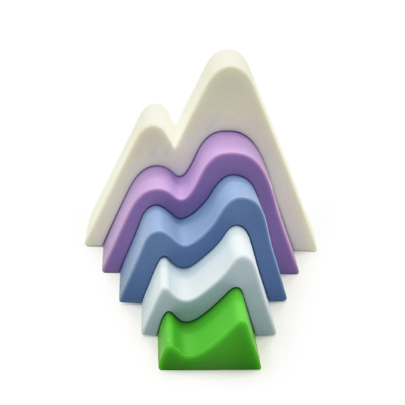  Custom Color baby development toys Mountain silicone stack toy stacking rings wholesale