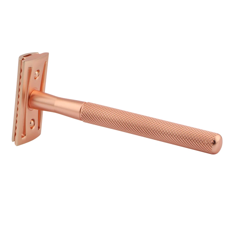 Custom brass safety razor matte rose gold double edge safety razor blades