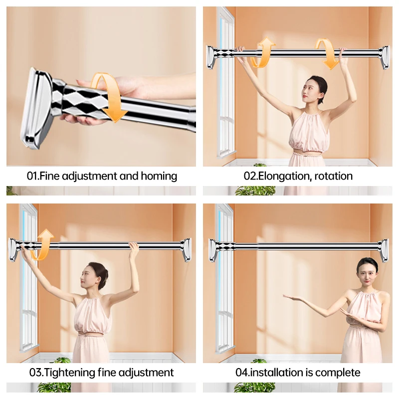 Black Hot Sale Buy Shower Room Cafe Adjustable Single Curtain Poles And Accessories