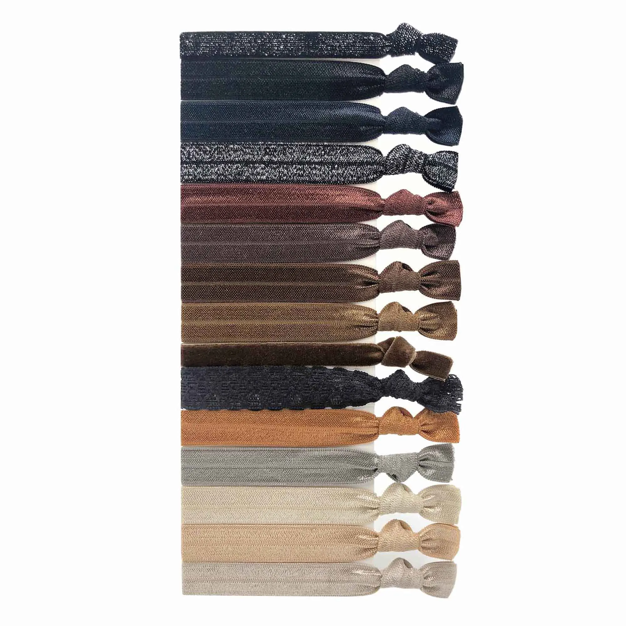 300pcs 15 Brown Colors Glitter Velvet Lace Hair Ties Wholesale Elastic Hairband Girls Ponytail Holder Hair Accessories Headwear