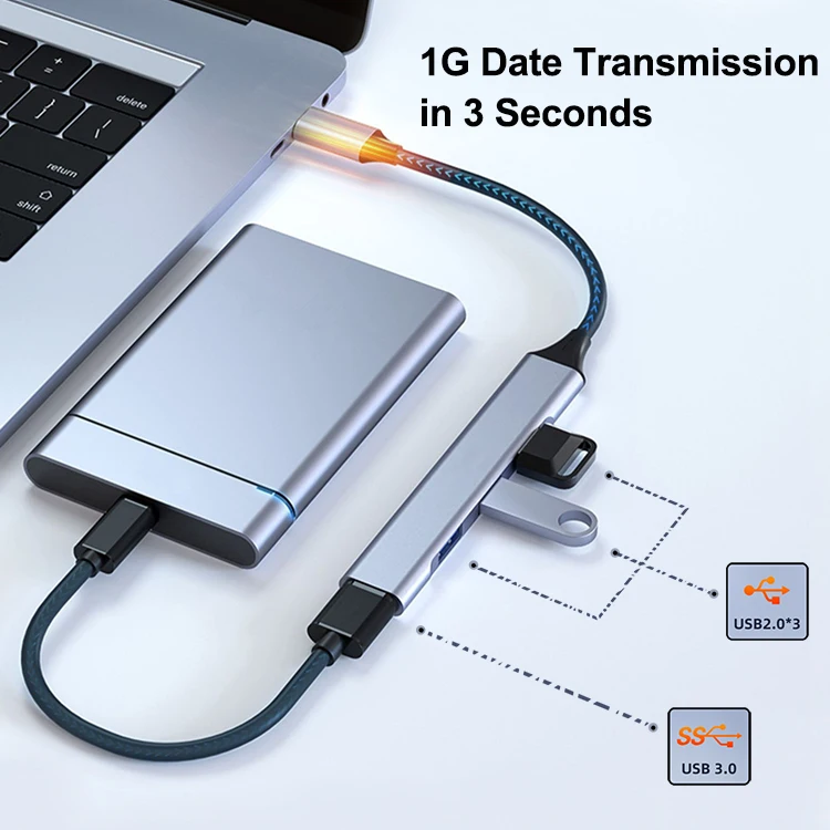 4 порта мульти-разветвитель адаптер OTG USB C концентратор Type 3 1 Для Macbook Pro 13 15 Air Mi HUAWEI Компьютерные аксессуары для
